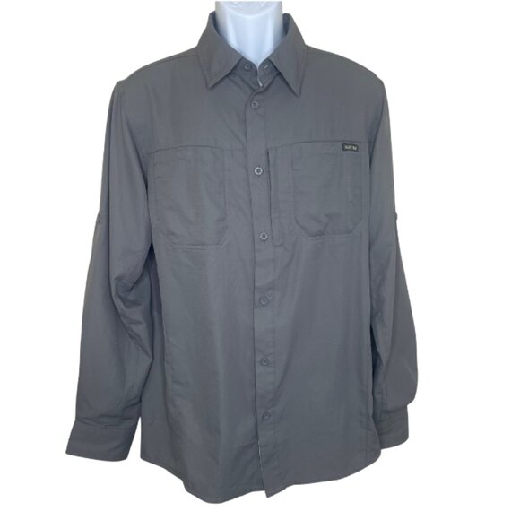 Pacific Trail Men's Steel Grey Roll Tab Performance Vented Shirt Top Sz Med - Picture 2 of 11